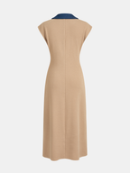 Denim Collar Sleeveless Maxi Dress for Women Casual Summer Style