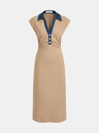 Denim Collar Sleeveless Maxi Dress for Women Casual Summer Style