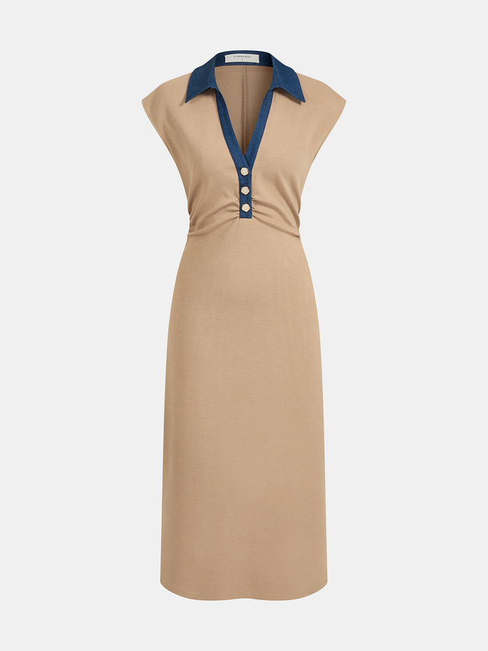 Denim Collar Sleeveless Maxi Dress for Women Casual Summer Style