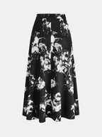 Ink Horse Print A-Line Midi Skirt for Women Casual Wear