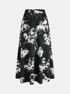 Ink Horse Print A-Line Midi Skirt for Women Casual Wear