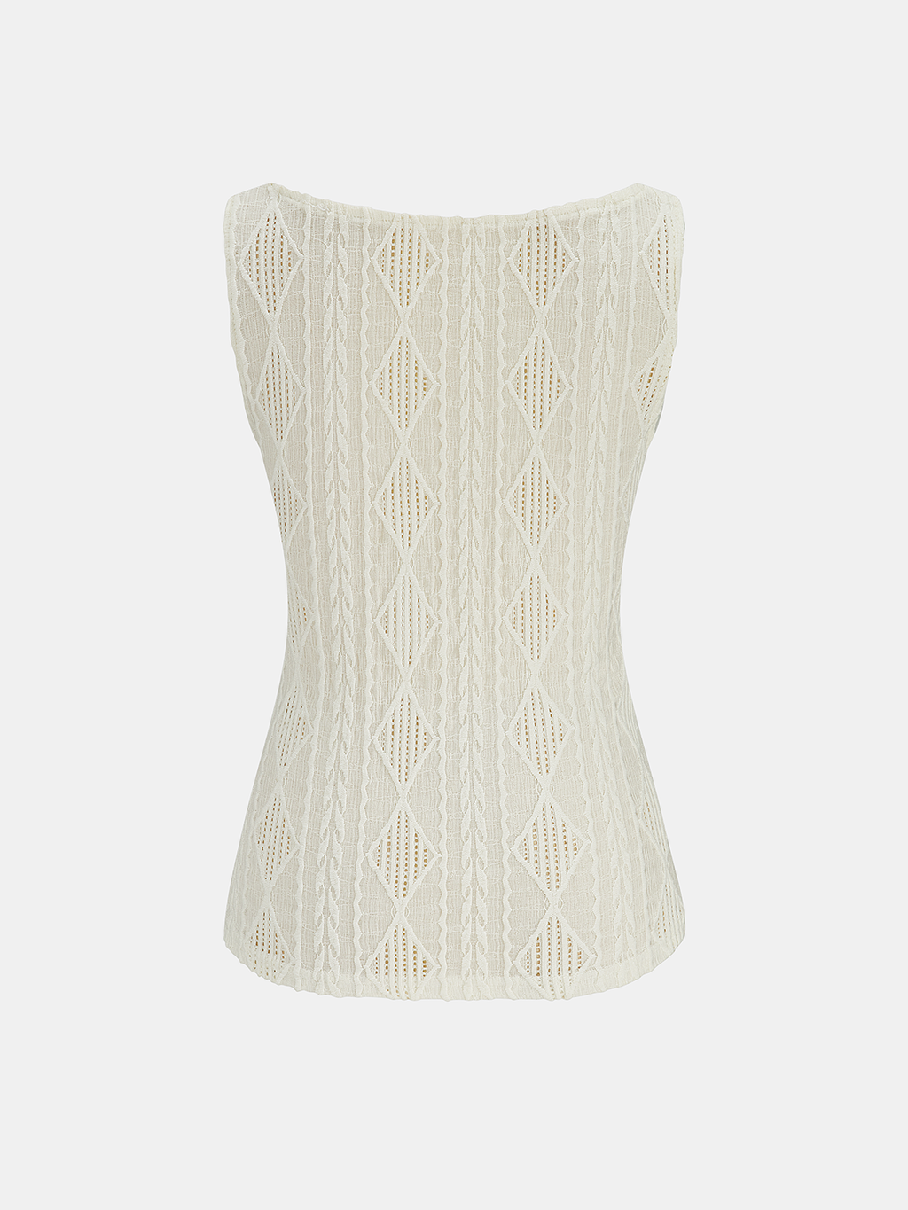 Cable Knit Button-Down Tank Top with Ribbed Trim Detail