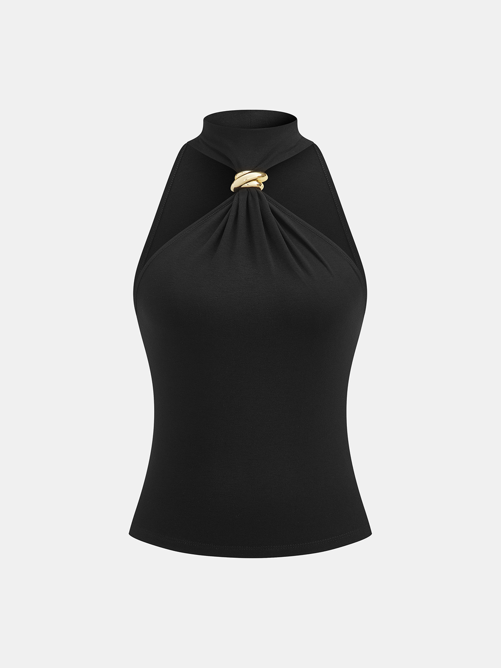 Metal Detail Halter Neck Fitted Top for Evening Wear