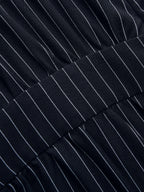 Striped Tie Waist Wide Leg Jumpsuit with Pockets and V-Neck Design