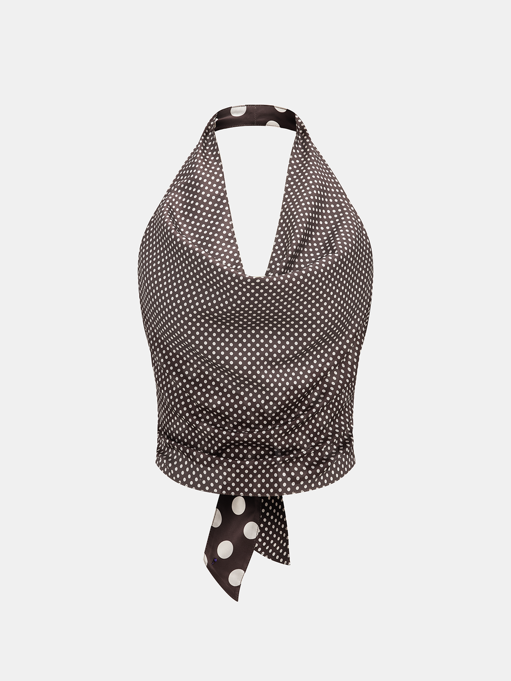 Polka Dot Backless Halter Satin Top Women's Fashion Trendy Style