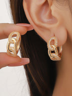 Interlocking Linked Zircon Hoop Earrings for Women in Sterling Silver