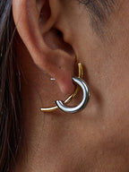 Two-Tone Intertwined Open Hoop Earrings Elegant Fashion Jewelry for Women