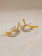 Two-Tone Intertwined Open Hoop Earrings Elegant Fashion Jewelry for Women
