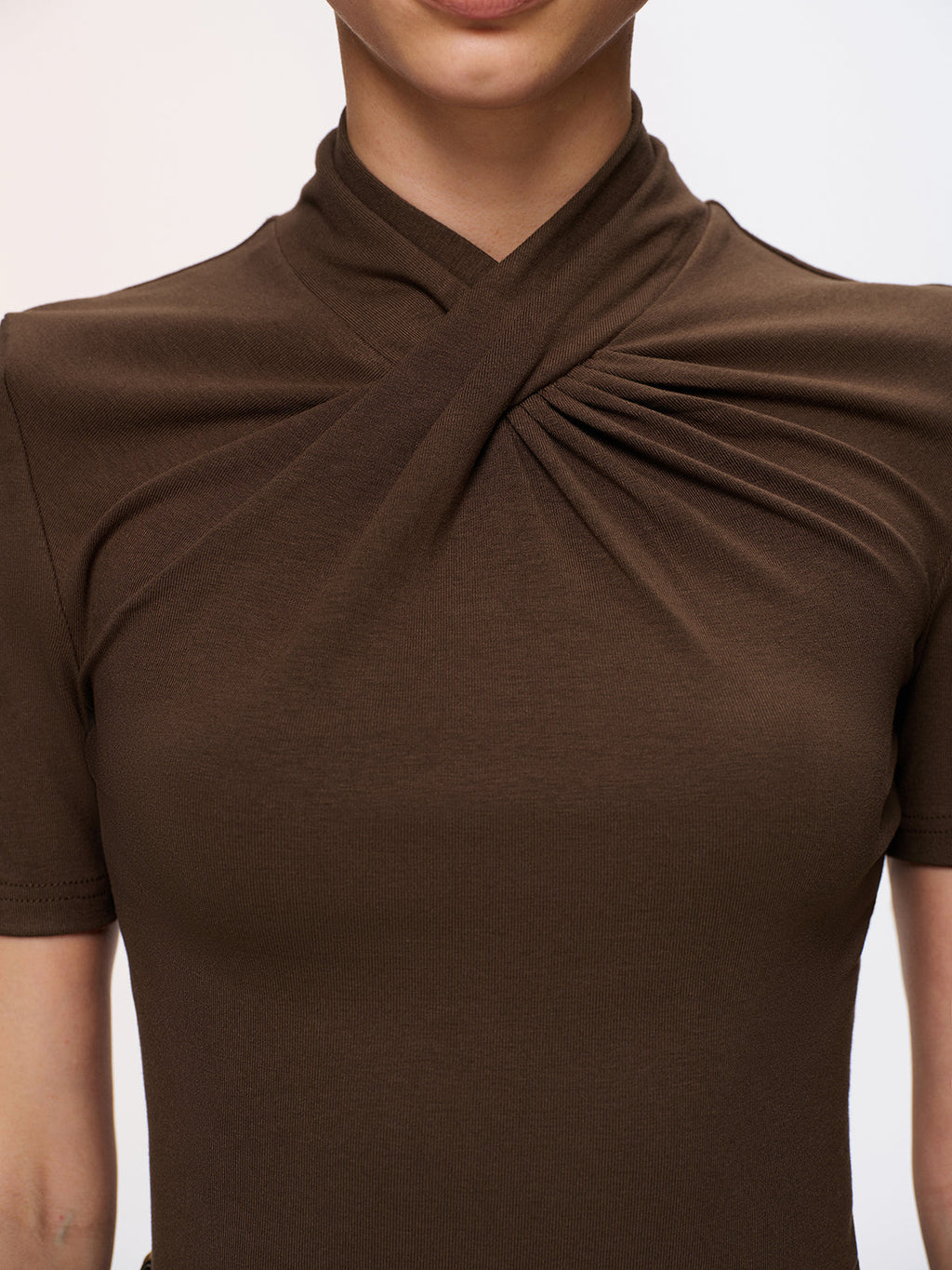 Twist-Front Short-Sleeve Top for Women Casual Wear