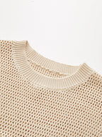 Open-Knit Cap Sleeve Sweater Top for Women, Lightweight Summer Pullover