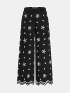 Embroidered Floral Cotton Top & Pants Set for Women Spring Outfit