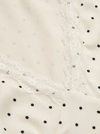 Polka Dot Lace Trim Midi Dress with Ruffle Detail