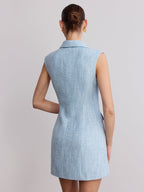 Sleeveless Collared Tweed Mini Dress, Women's Elegant Business Casual Attire