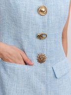 Sleeveless Collared Tweed Mini Dress, Women's Elegant Business Casual Attire