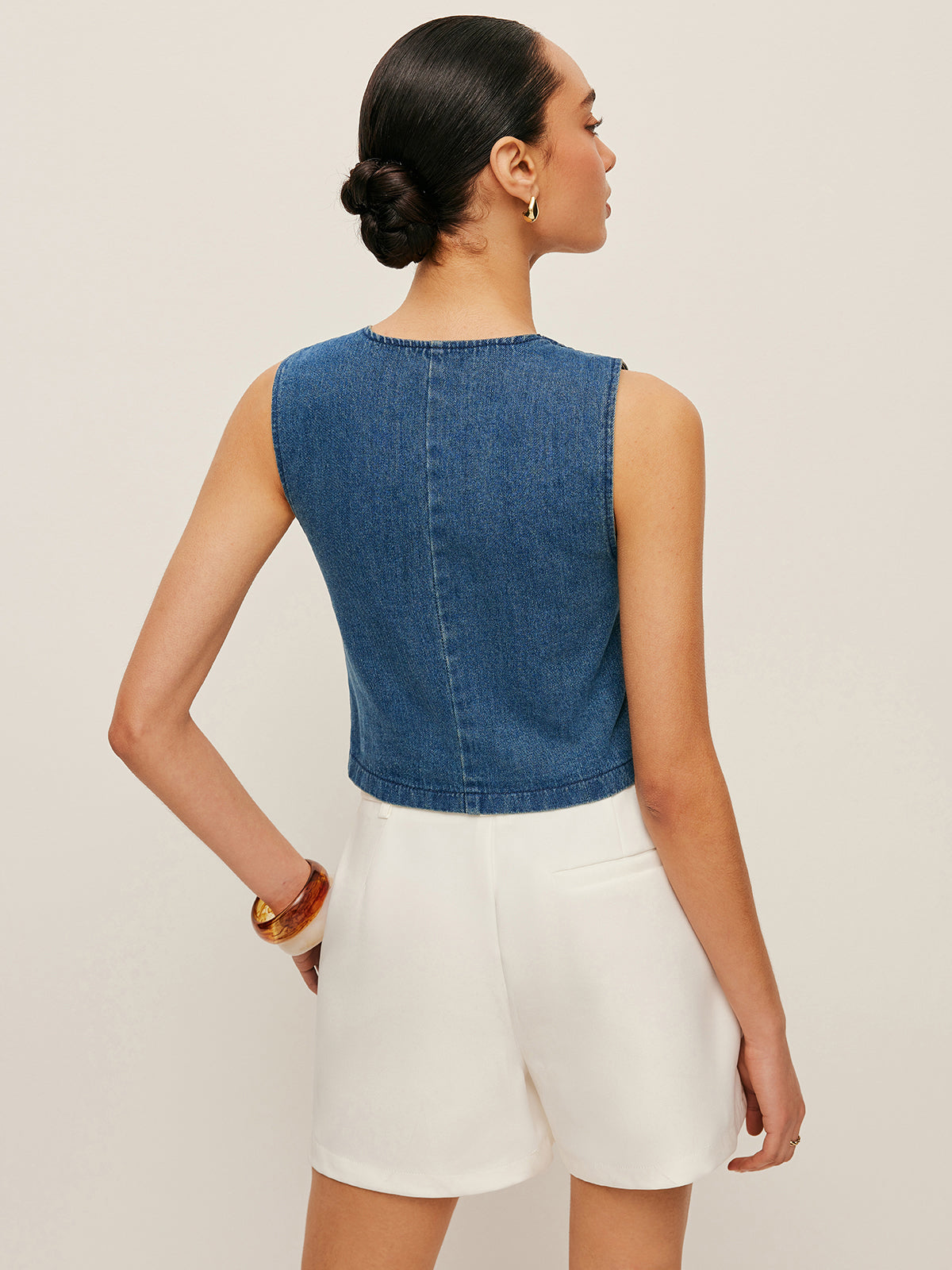 Tailored Denim Button-Up Vest for Everyday Fashion