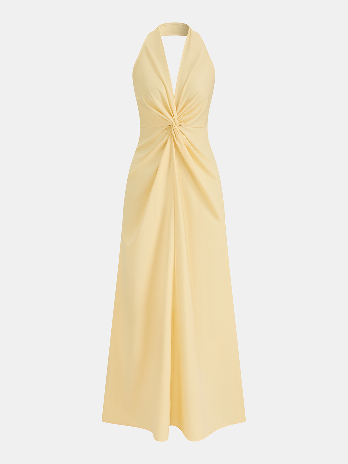 Halter Neck Twisted Waist Maxi Dress for Formal Events