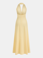 Halter Neck Twisted Waist Maxi Dress for Formal Events