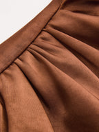 Satin Ruched Top & Wide Leg Pants Set for Women, Elegant Evening Wear