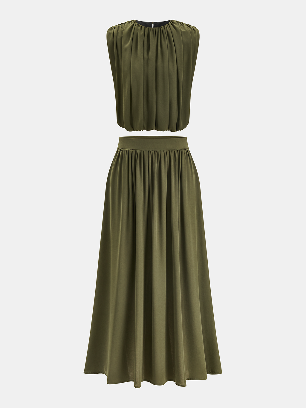 Sleeveless Pleated Top & Skirt Set for Women Stylish Casual Wear