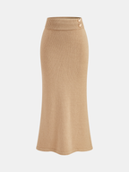 Asymmetrical Crop Knit Top & Midi Skirt Set for Women