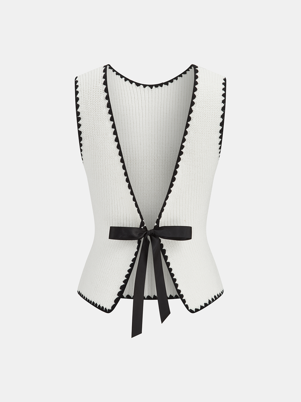 Scalloped Trim Tie-Back Sweater Vest for Layering Outfits