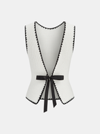 Scalloped Trim Tie-Back Sweater Vest for Layering Outfits