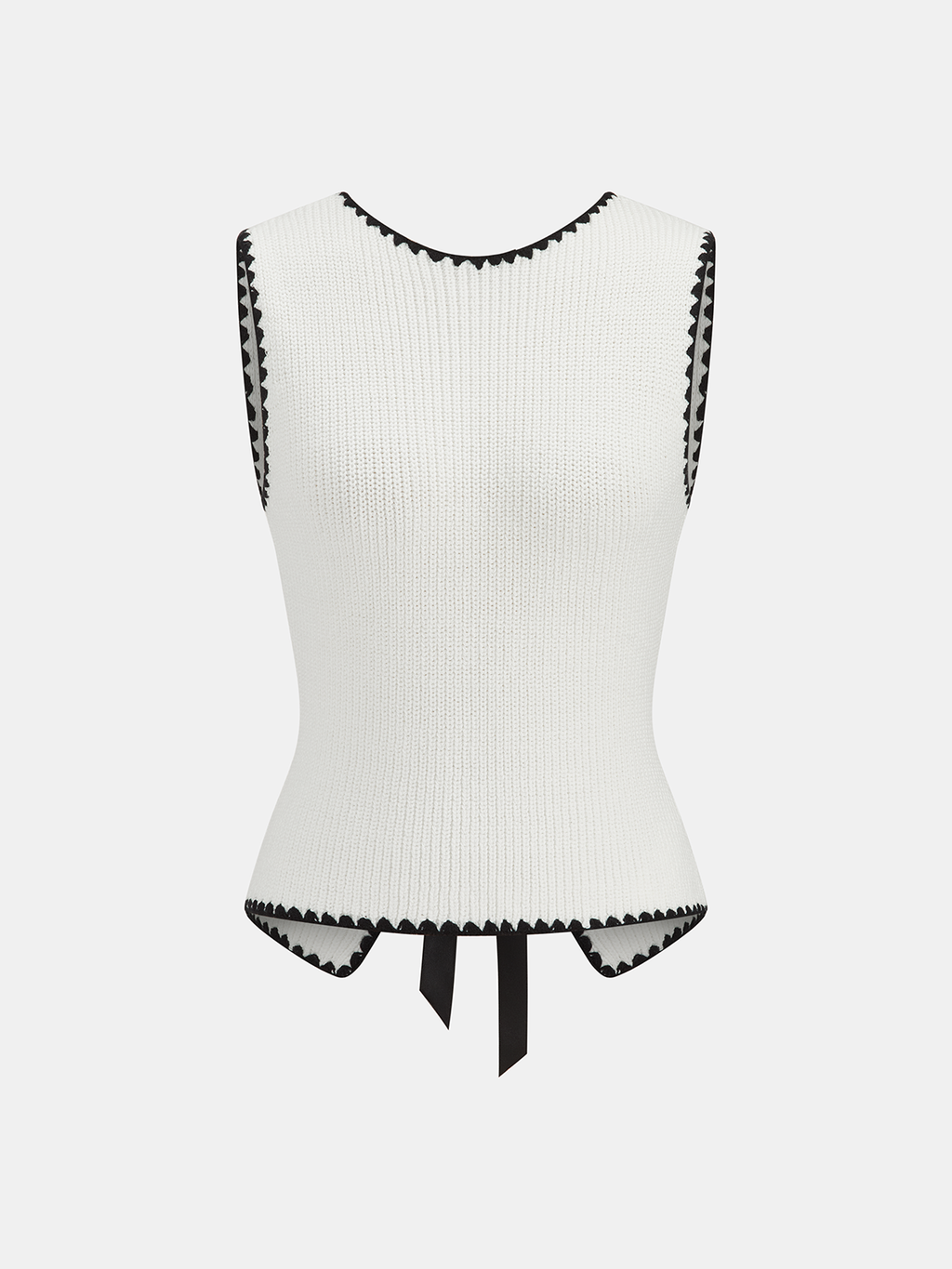 Scalloped Trim Tie-Back Sweater Vest for Layering Outfits