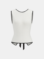 Scalloped Trim Tie-Back Sweater Vest for Layering Outfits