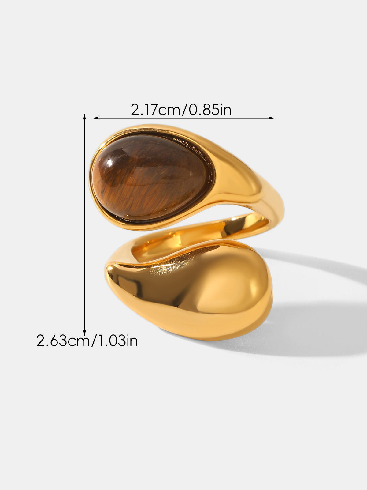 Tiger Eye Stone Open Cuff Ring Adjustable Gemstone Jewelry