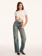 Metal Buckle Twist Front Crop Top with Adjustable Straps