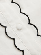 Cotton Scallop Trim Shirt & Shorts Set for Summer Comfort