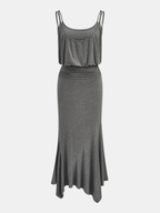 Ruched Asymmetric Cami Maxi Dress For Summer Events