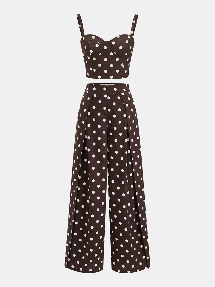 Polka Dot Cami Top & Pants Set for Women Casual Wear