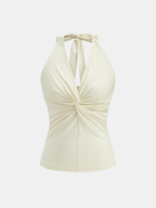 Twist-Front Halter Neck Top Women's Fashion Summer Wear