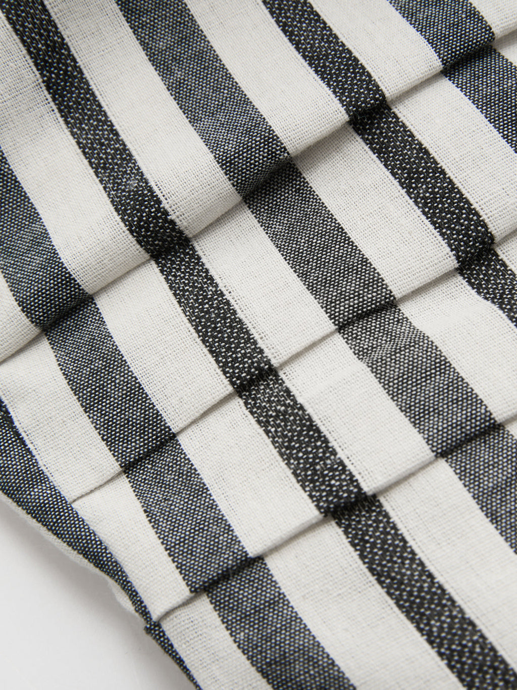 Striped Strapless Cotton Linen Ruched Dress with Side Pockets