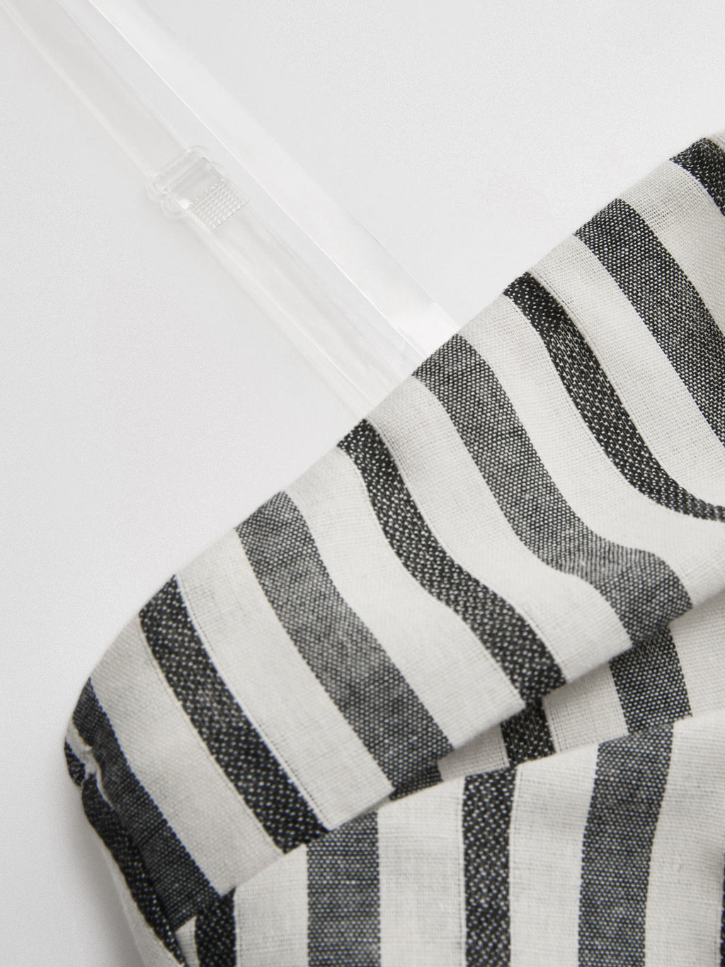 Striped Strapless Cotton Linen Ruched Dress with Side Pockets