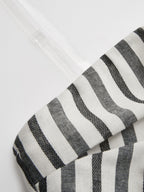 Striped Strapless Cotton Linen Ruched Dress with Side Pockets