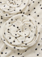 Polka Dot 3D Flower One Shoulder Top with Ruffle Detail