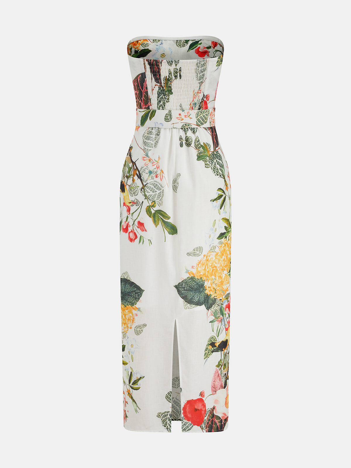 Strapless Belted Floral Print Maxi Dress for Women Summer Collection