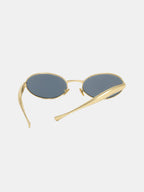 Sculpted Temple Oval Frame Sunglasses with UV Protection