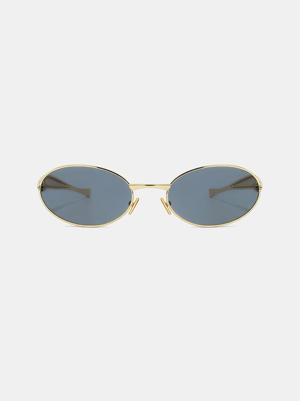 Sculpted Temple Oval Frame Sunglasses with UV Protection