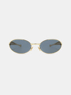 Sculpted Temple Oval Frame Sunglasses with UV Protection
