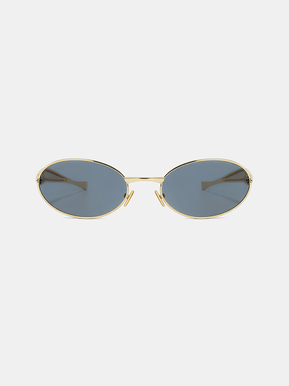 Sculpted Temple Oval Frame Sunglasses with UV Protection