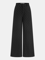 Polka Dot Tie Neck Top & Wide Leg Pants Set for Women Casual Wear