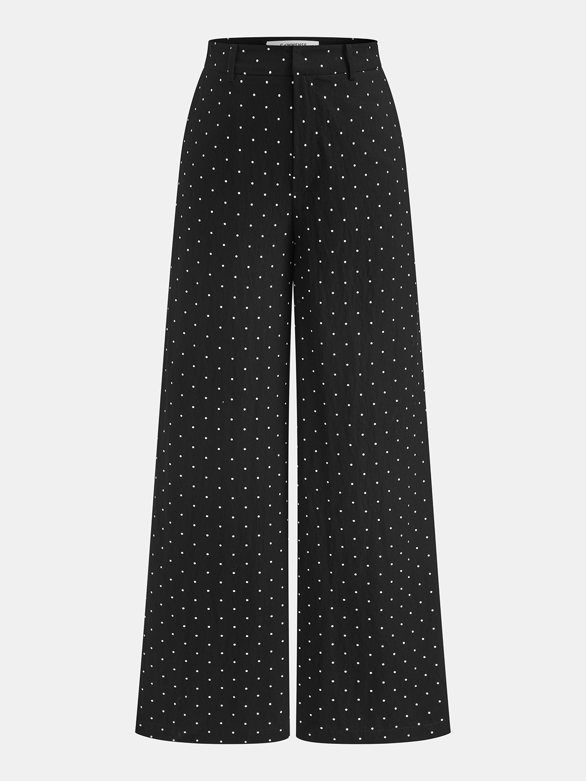 Polka Dot Tie Neck Top & Wide Leg Pants Set for Women Casual Wear