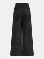 Polka Dot Tie Neck Top & Wide Leg Pants Set for Women Casual Wear