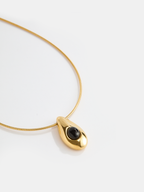 Teardrop Pendant Snake Chain Necklace - Elegant Adjustable Length Jewelry