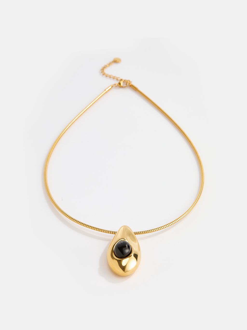 Teardrop Pendant Snake Chain Necklace - Elegant Adjustable Length Jewelry