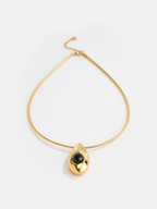 Teardrop Pendant Snake Chain Necklace - Elegant Adjustable Length Jewelry