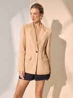 Lace Back Linen-Blend Blazer for Women Casual Wear